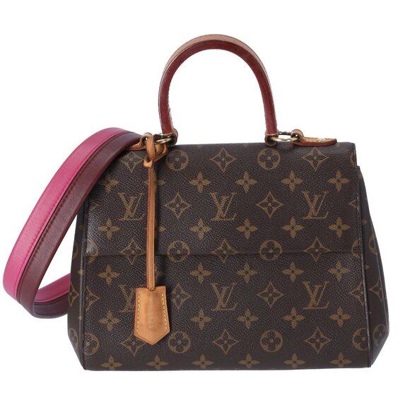 Louis Vuitton Cluny BB Flap Satchel Monogram Bordeaux Fuchsia Brown